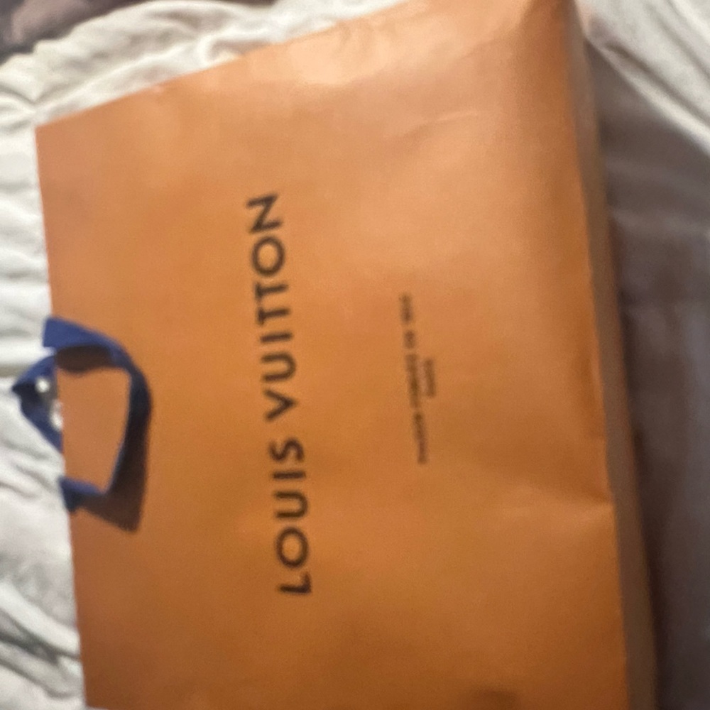Louis Vuitton Tan Bag with Blue Handles
